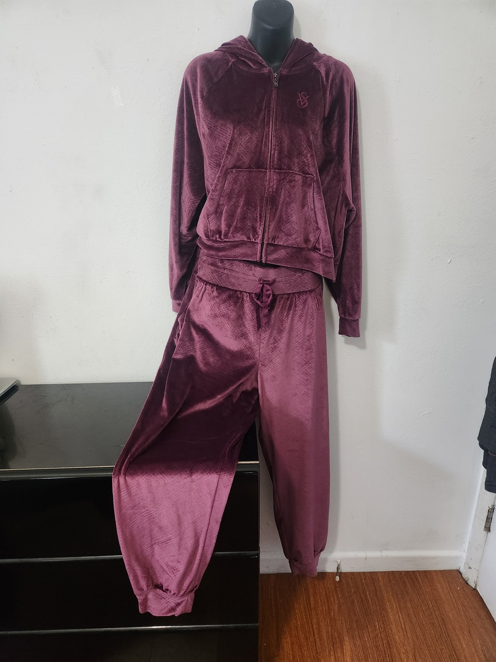 Victoria's Secret Velour Zip Hoodie & Joggers - Plum